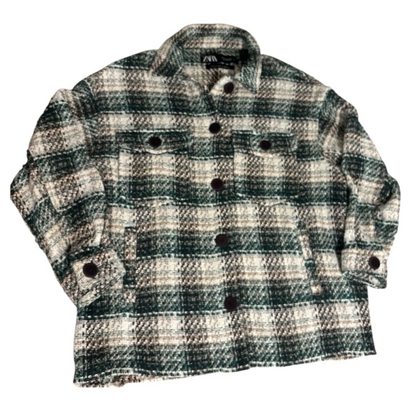 Zara Green and White Cozy Knit Cardigan - Picture 7 of 7